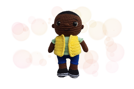 boy doll crochet yellow jacket
